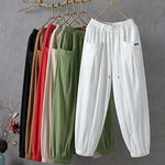 【Cotton and Linen】Solid Colour Casual Trousers