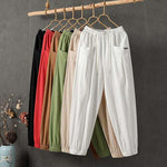 【Cotton and Linen】Solid Colour Casual Trousers