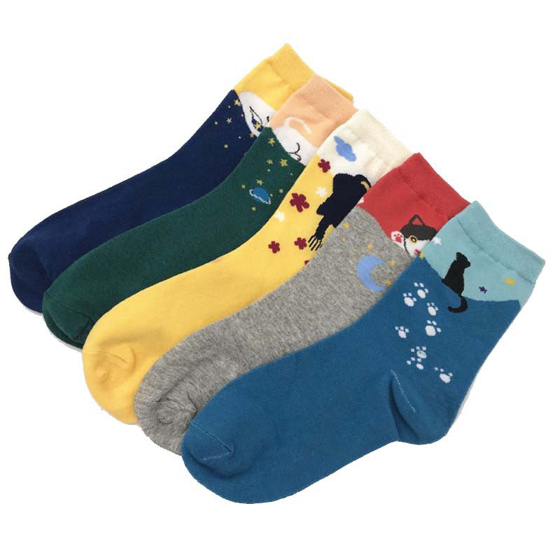 Cartoon Cat Print Socks