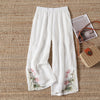 【100% Cotton】Floral Embroidered Casual Trousers