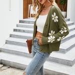 Casual Floral Knitted Cardigan