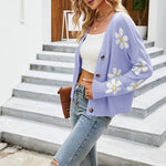 Casual Floral Knitted Cardigan