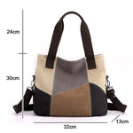 Vintage Contrast Colour Canvas Bag