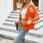 Casual Floral Knitted Cardigan