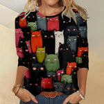 Creative Cat Print T-Shirt