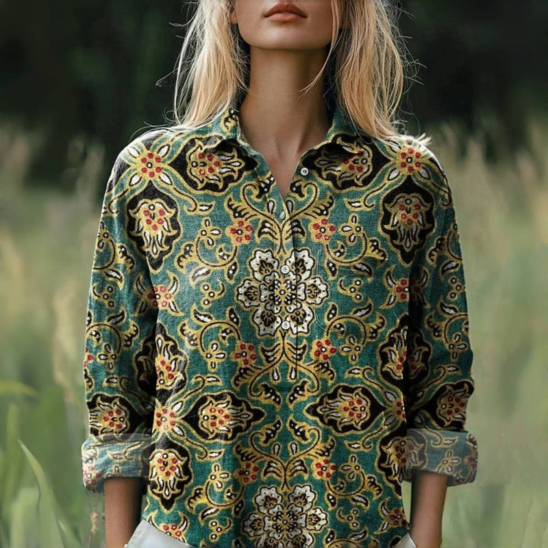 Vintage Ethnic Print Blouse