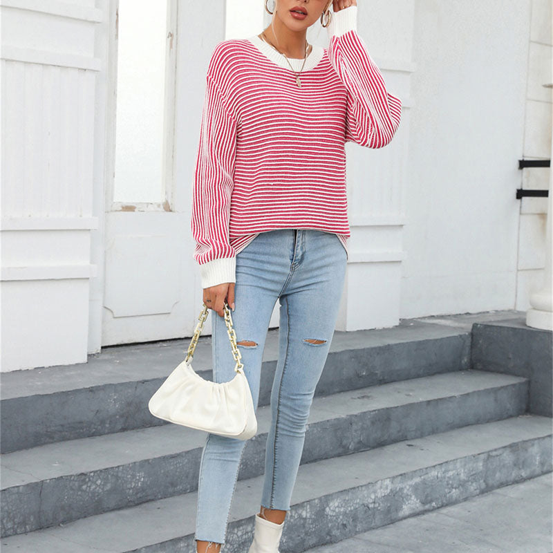 Casual Striped Knit Sweater