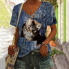 Vintage Cat Print T-Shirt