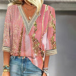 Casual V-Neck Lace Blouse