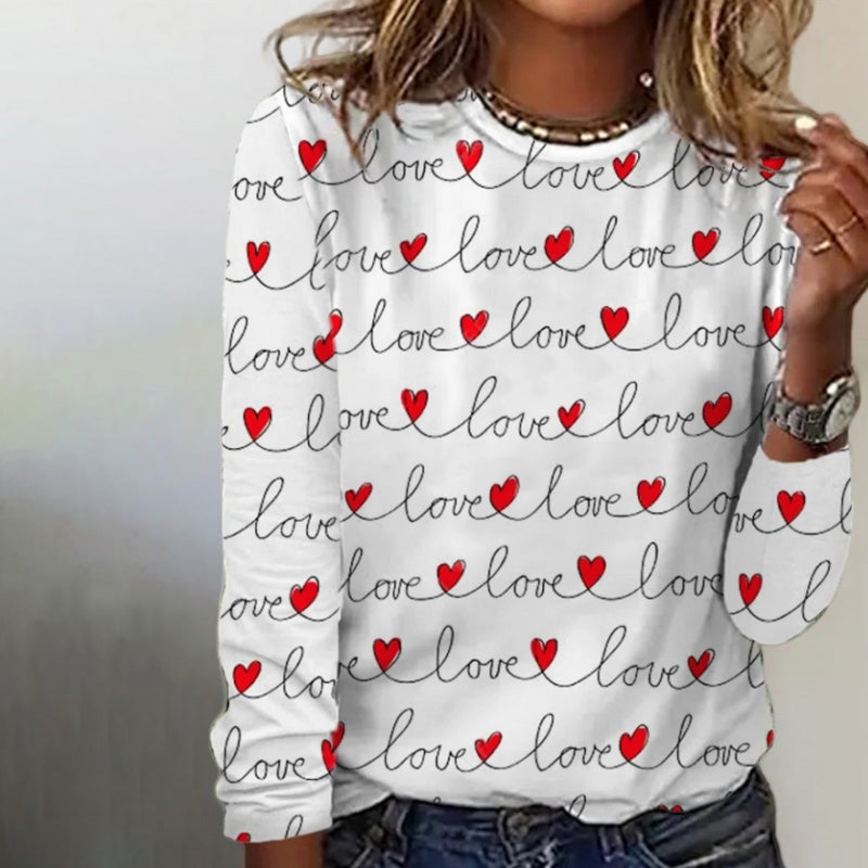 Casual Heart Print T-Shirt