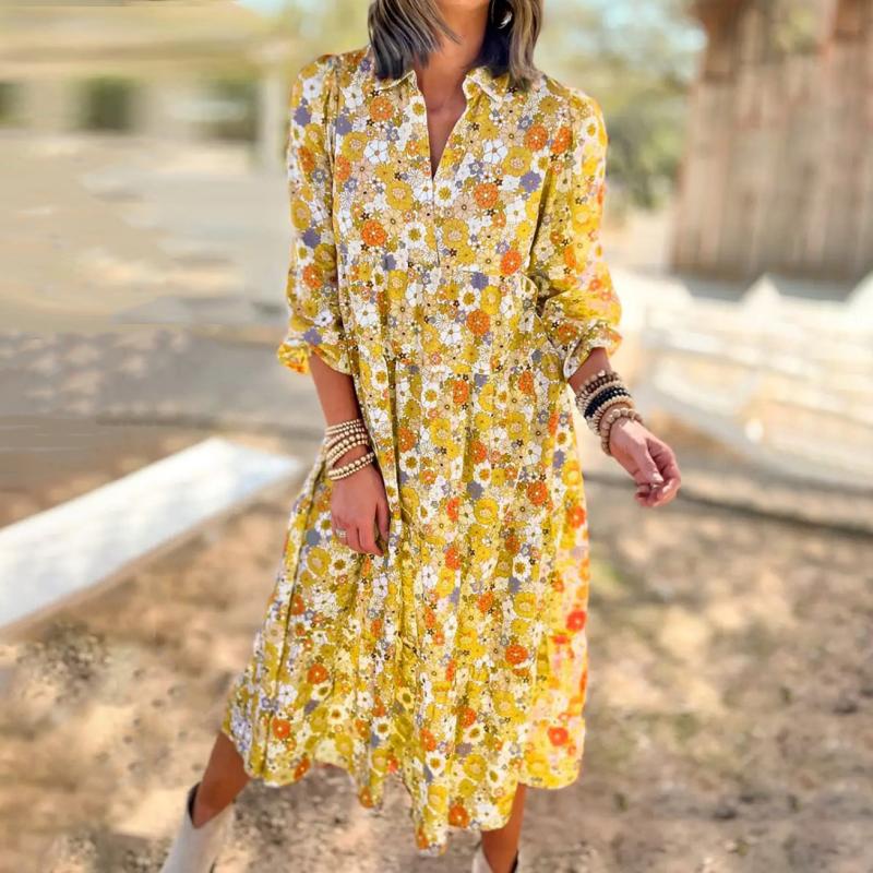 Vintage Floral Print Dress