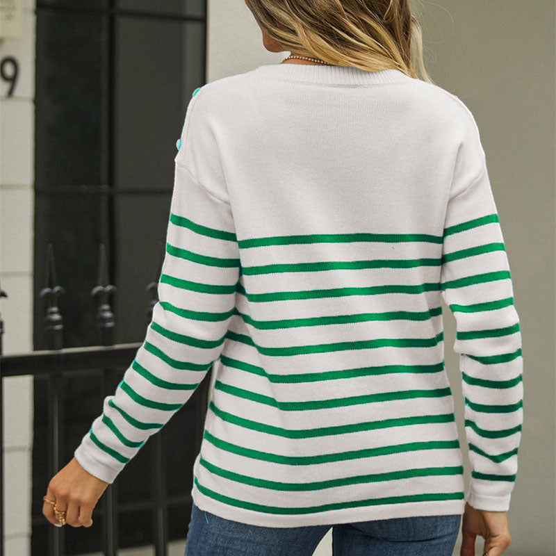 Casual Striped Knit Sweater