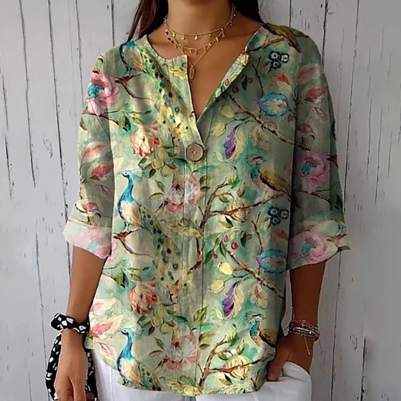 Vintage Floral Print Blouse