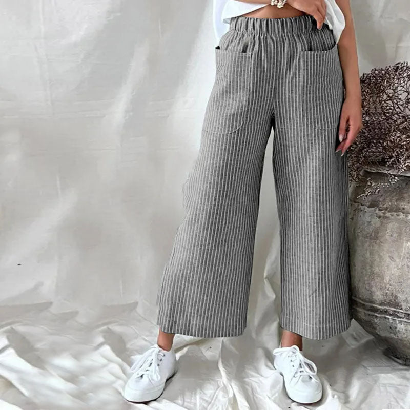【Cotton And Linen】Casual Striped Trousers