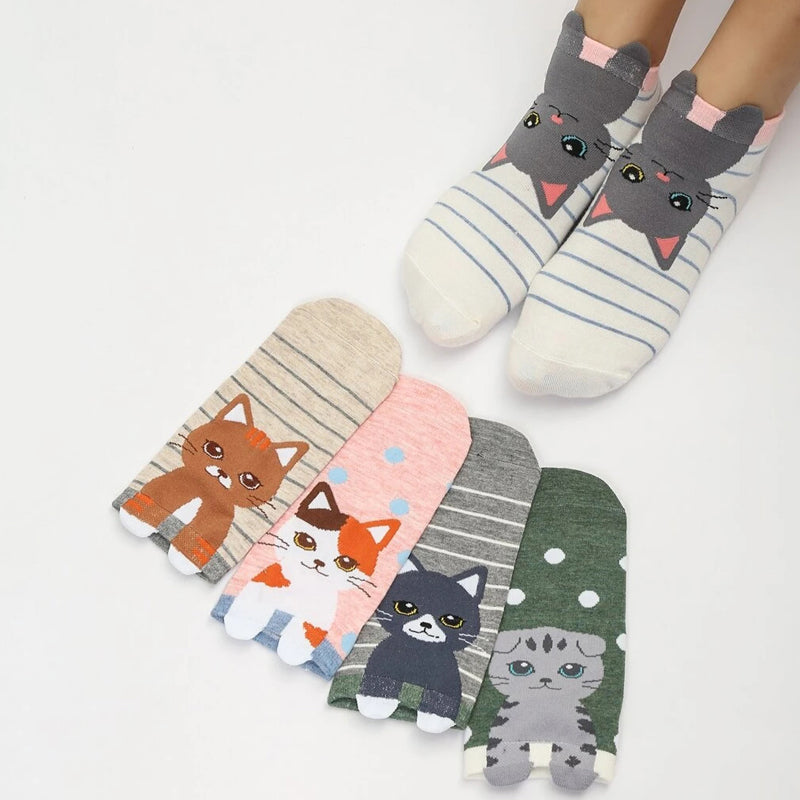 Pack of 5 Pairs of Cat Pattern Socks