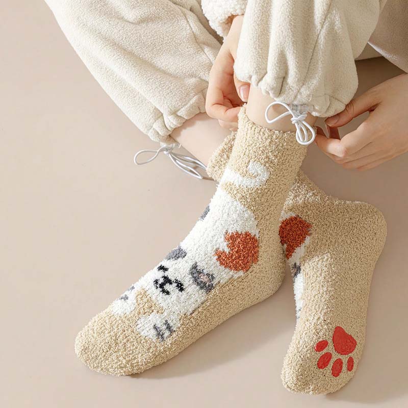 Cartoon Cat Plush Socks