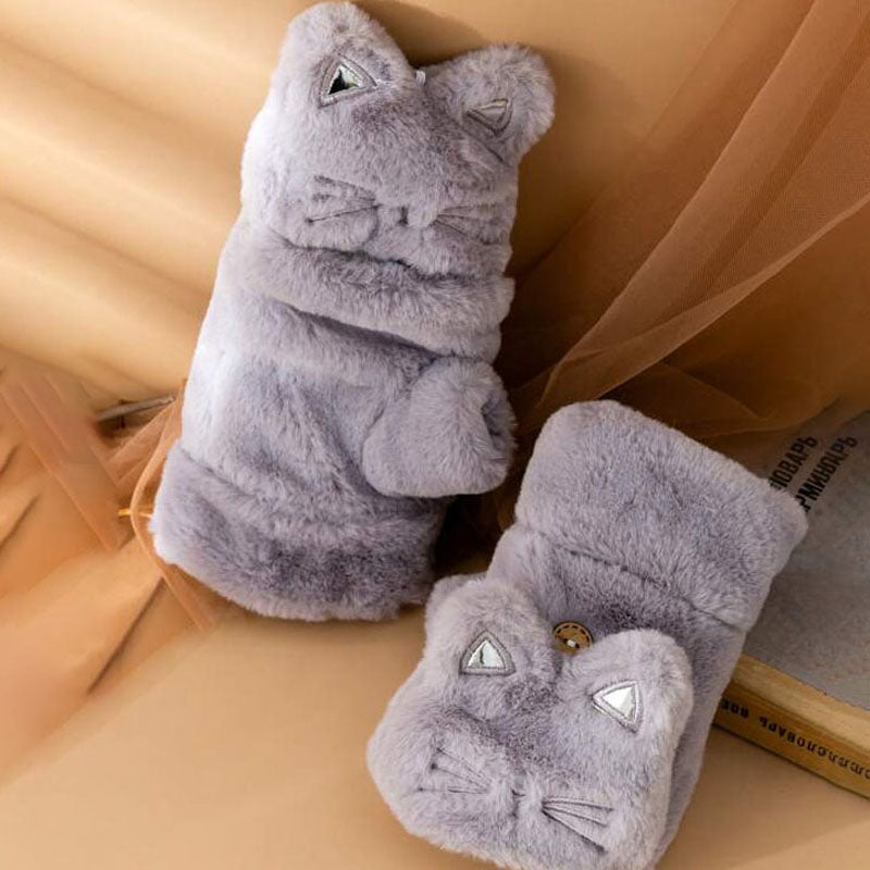 Cartoon Cat Plush Gloves