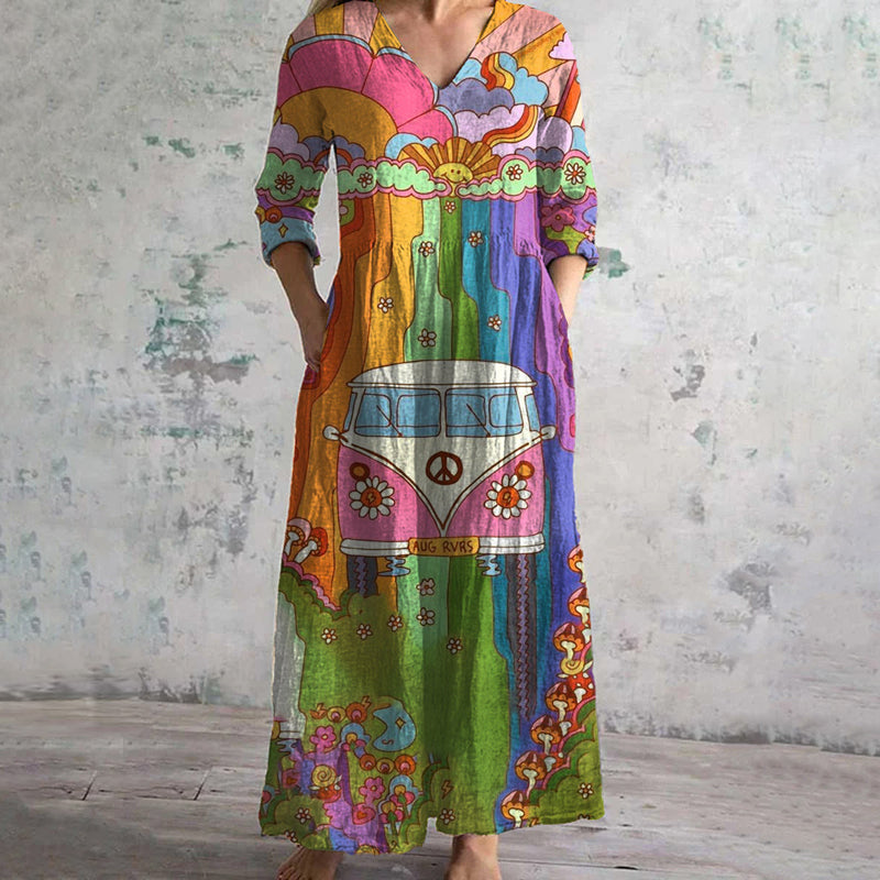 Colourful Creative Printed Dress