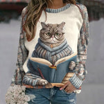 Creative Cat Print Sweatshirt