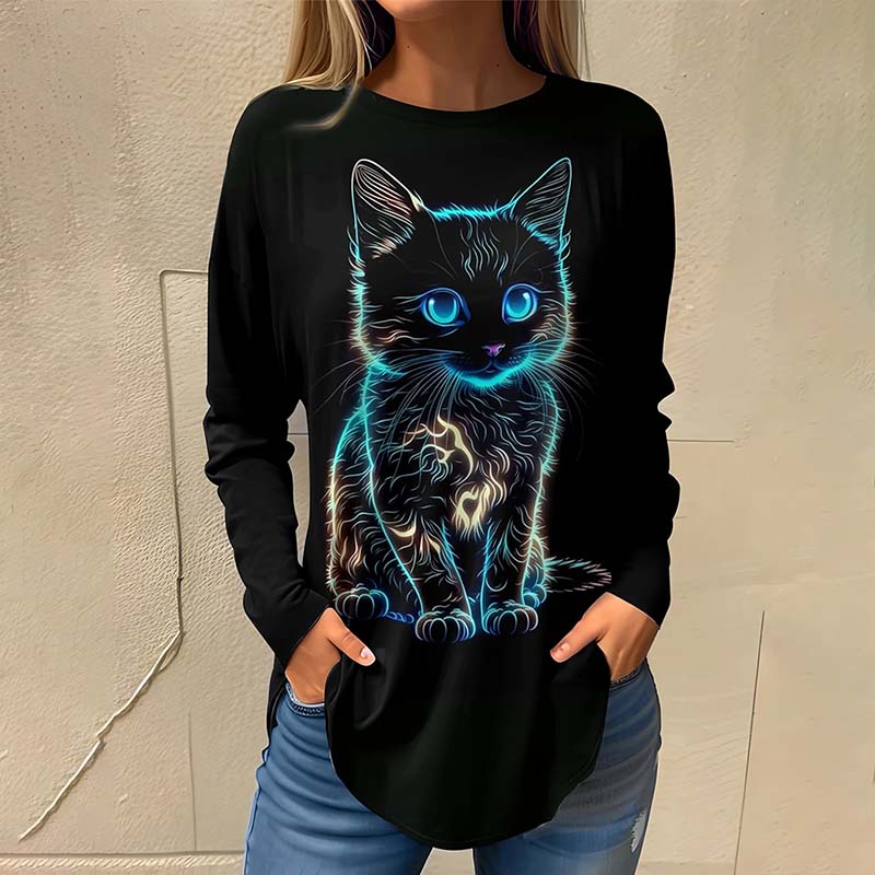 Creative Cat Print T-Shirt