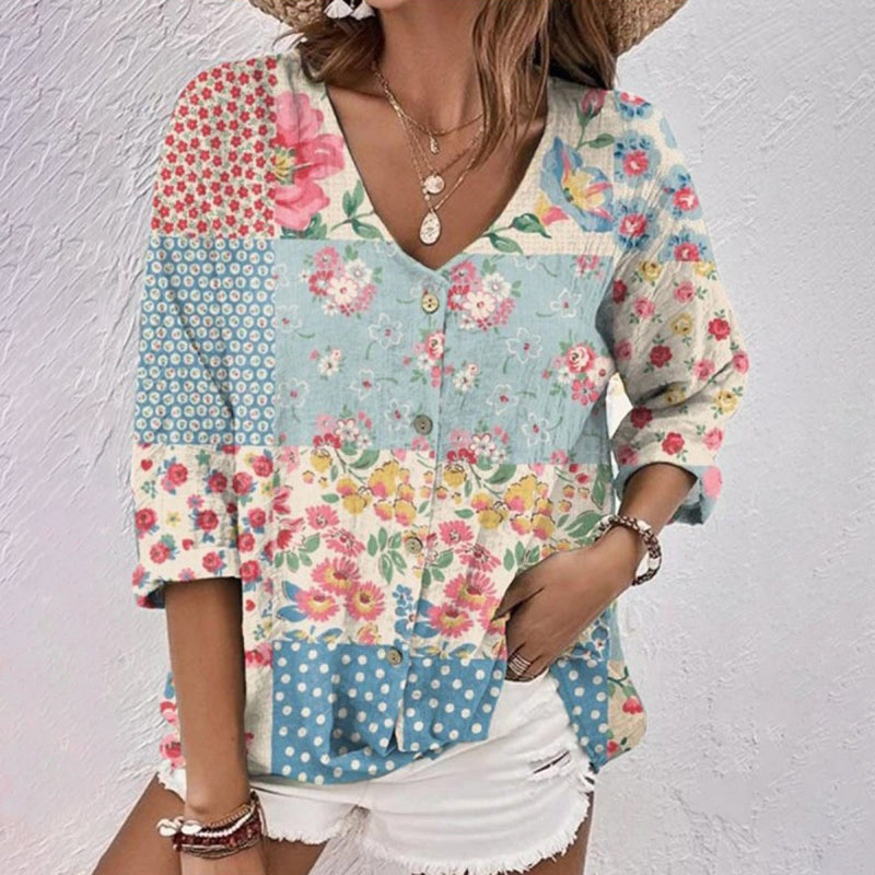 Vintage Floral Print Blouse