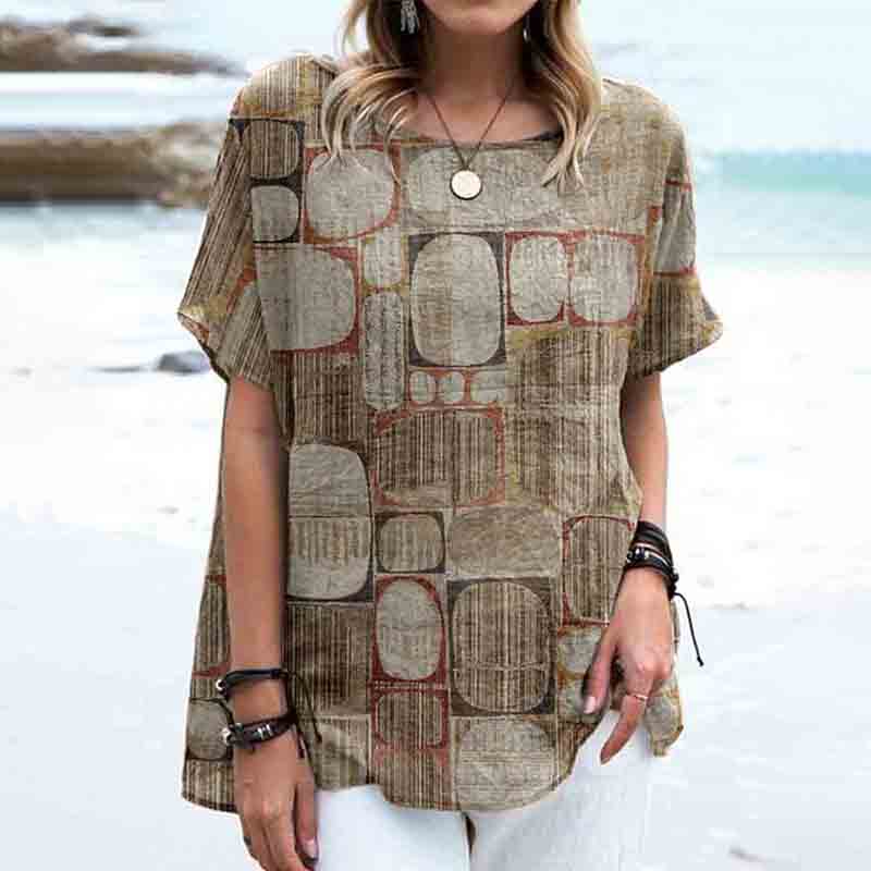 Vintage Geometric Print T-Shirt