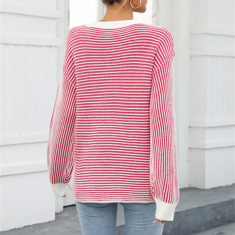 Casual Striped Knit Sweater