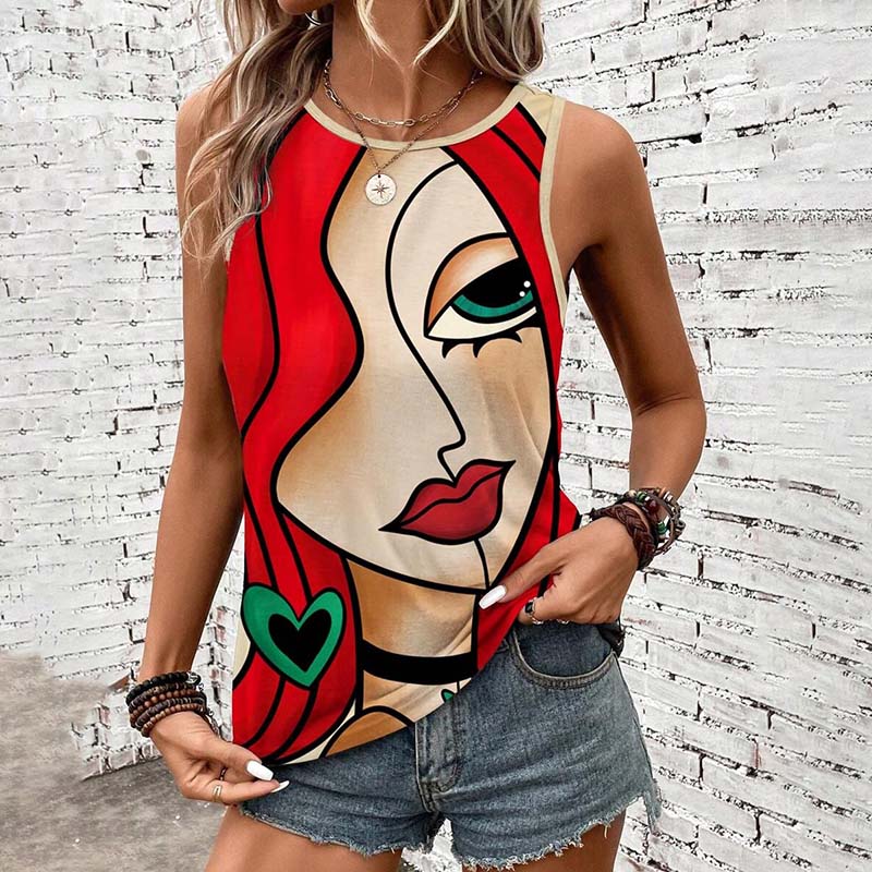 Casual Abstract Print Tank Top