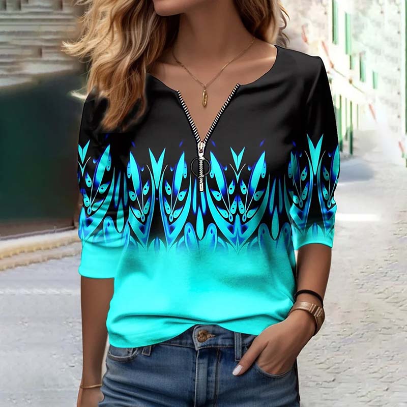 Vintage Abstract Print Blouse