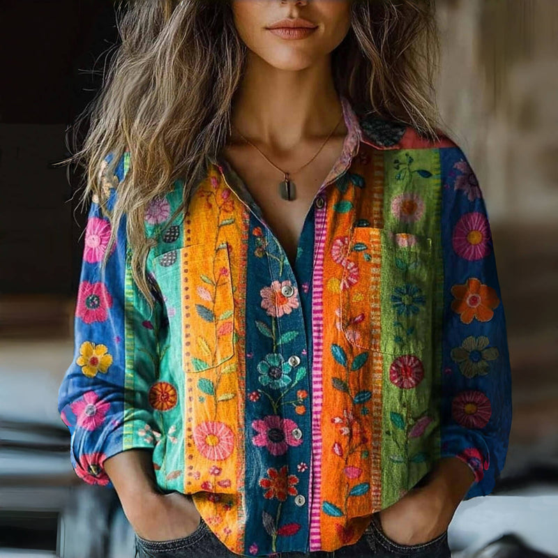 Vintage Floral Print Blouse