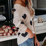 Heart Pattern Knit Sweater