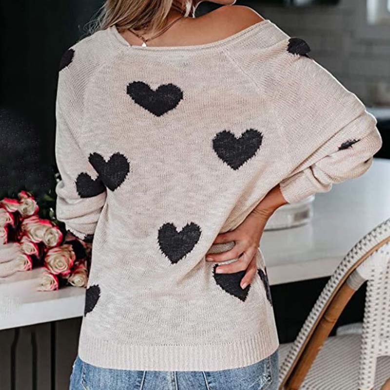 Heart Pattern Knit Sweater