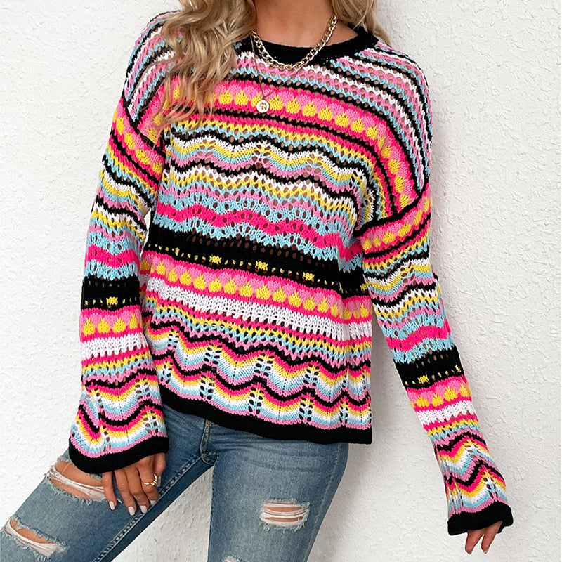 Colourful Striped Knit Sweater