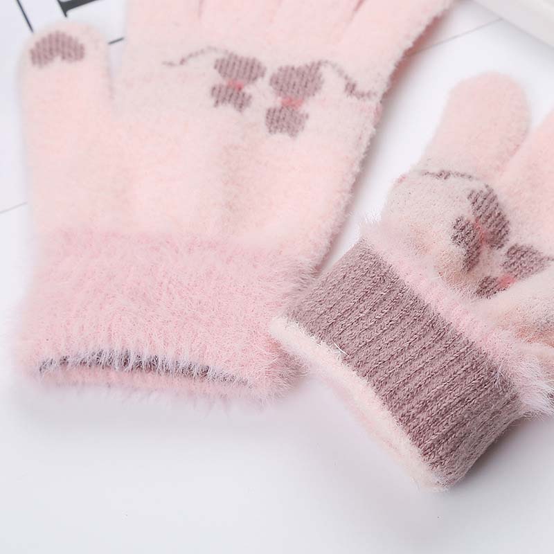 Warm Cat Pattern Gloves