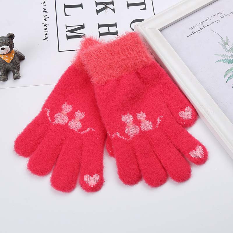 Warm Cat Pattern Gloves