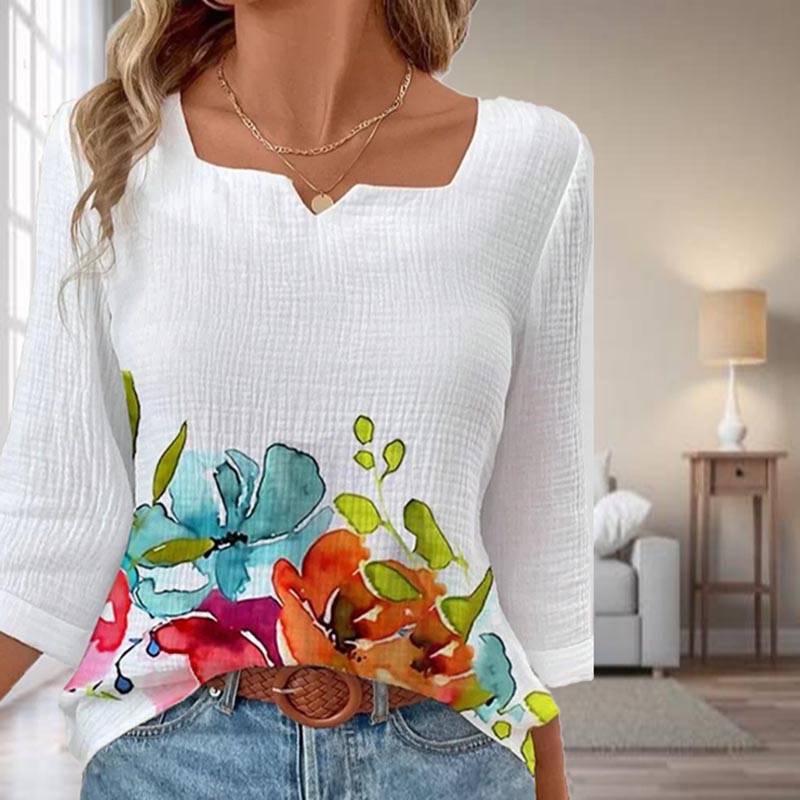 Casual Floral Print Blouse