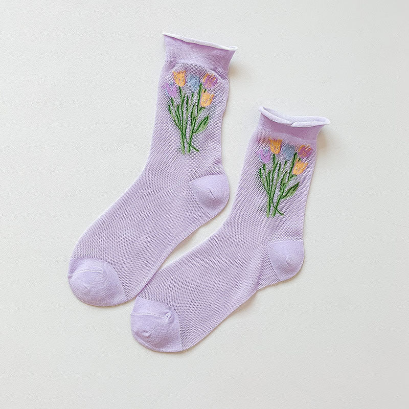 Floral Jacquard Breathable Socks