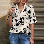 Casual Leaf Print Blouse