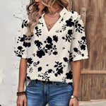 Casual Leaf Print Blouse