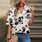 Casual Leaf Print Blouse