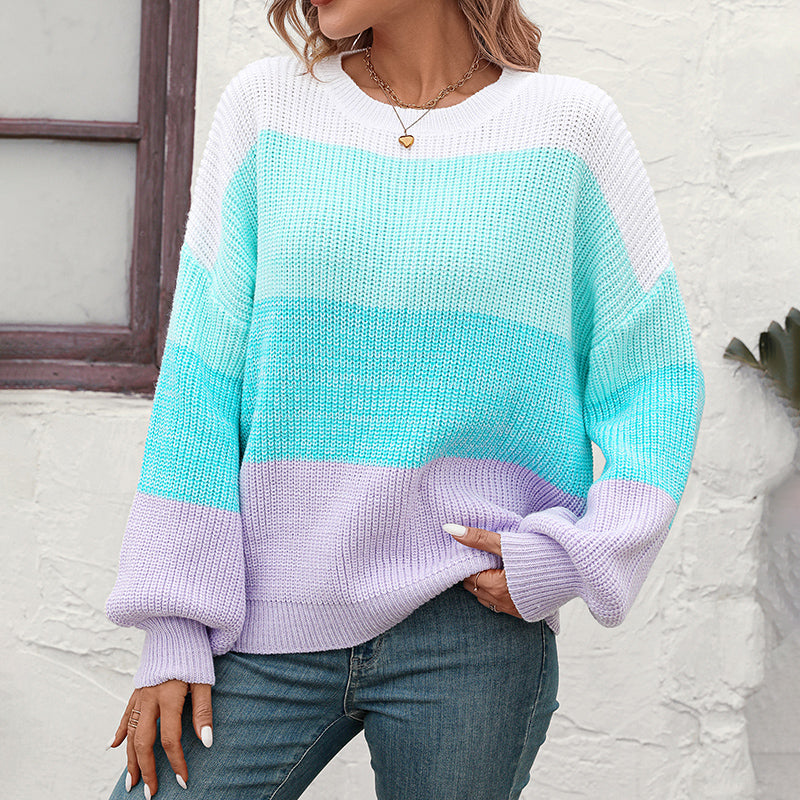 Casual Colour Block Knit Sweater