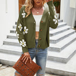 Casual Floral Knitted Cardigan