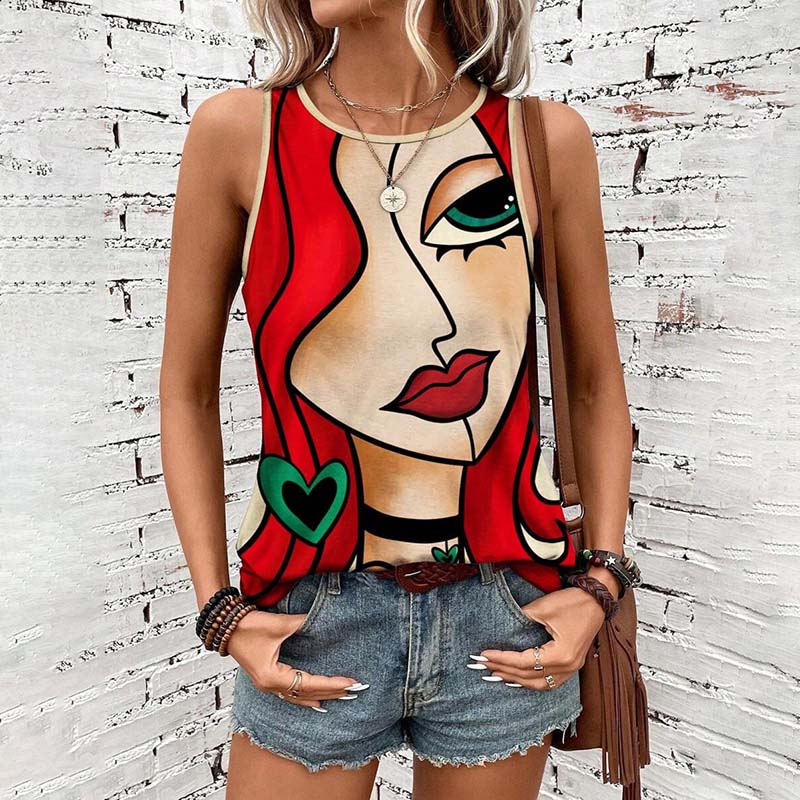 Casual Abstract Print Tank Top