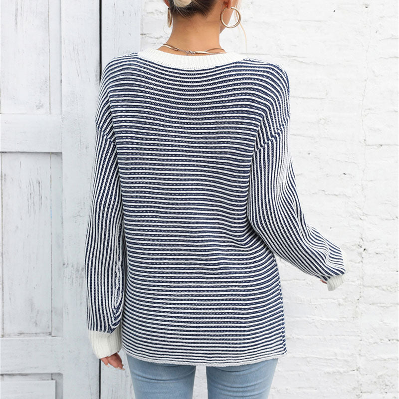 Casual Striped Knit Sweater