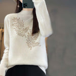 Leaf Print Knit Sweater