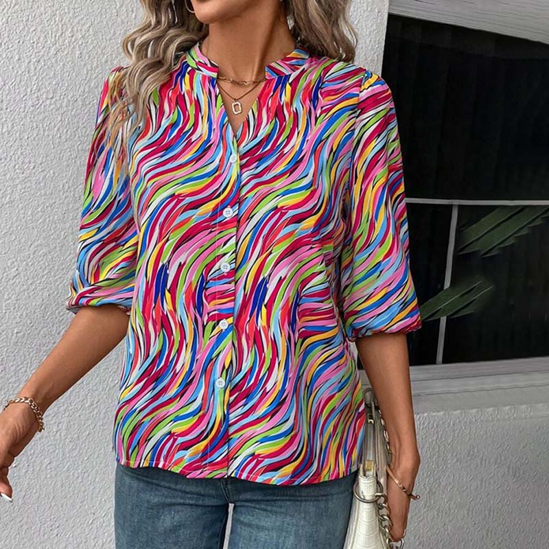 Colourful Abstract Print Blouse