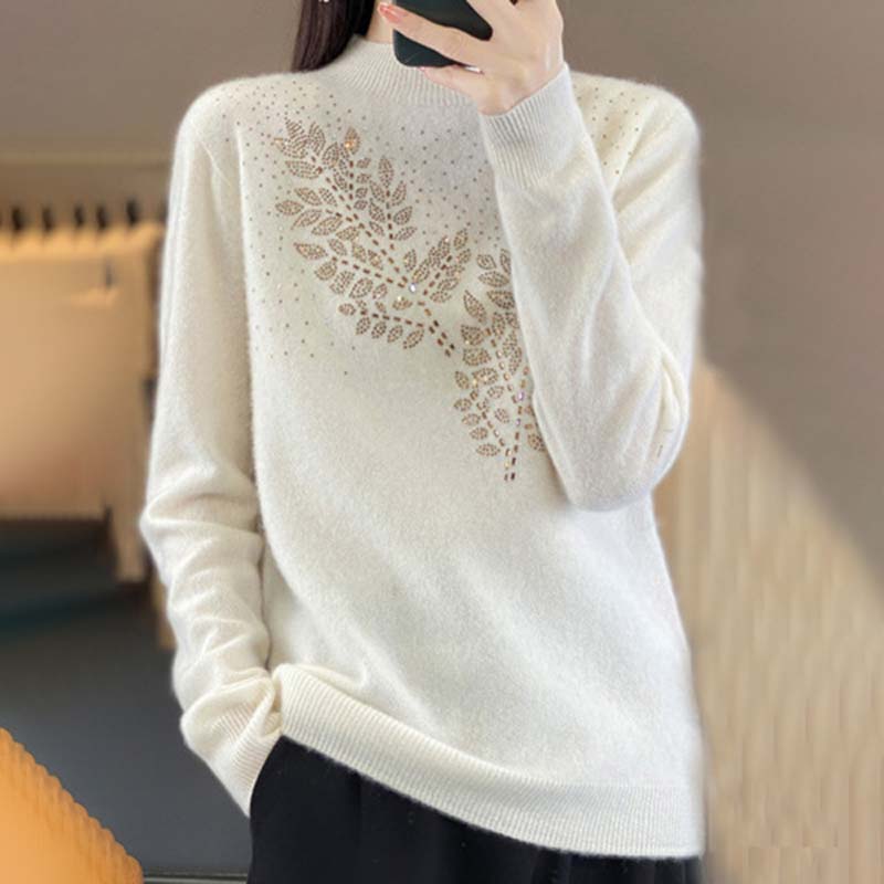 Leaf Print Knit Sweater