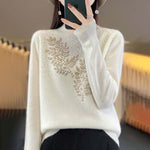 Leaf Print Knit Sweater