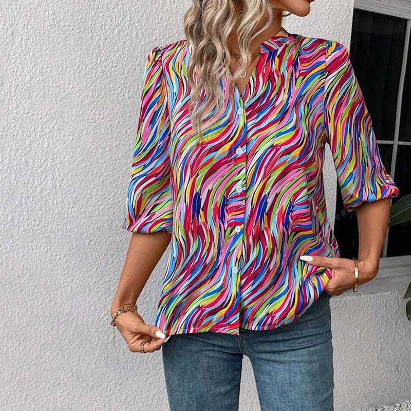 Colourful Abstract Print Blouse