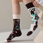 Asymmetrical Animal Print Socks